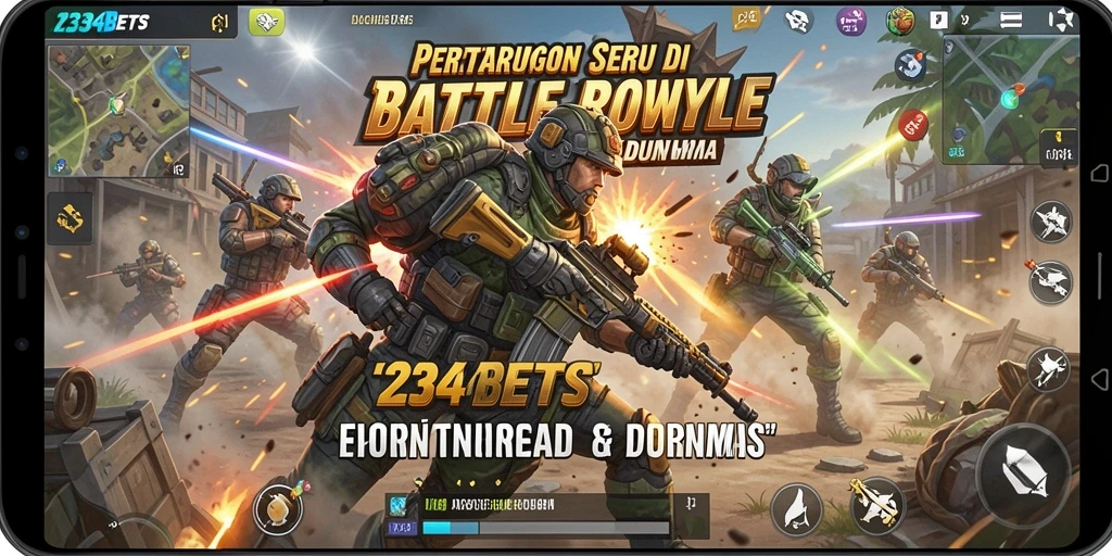 Tampilan seru dalam gameplay Battle Royale 1234BETS.