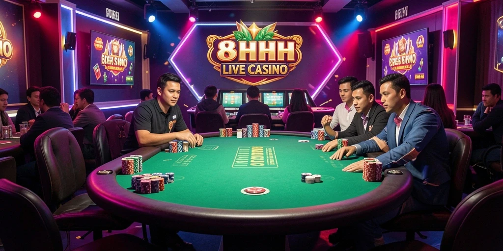 Tampilan gameplay Live Casino yang mendebarkan di 8HHH.