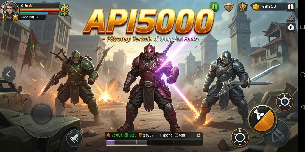 Tampilan permainan API5000 menampilkan pertempuran strategi yang intens.