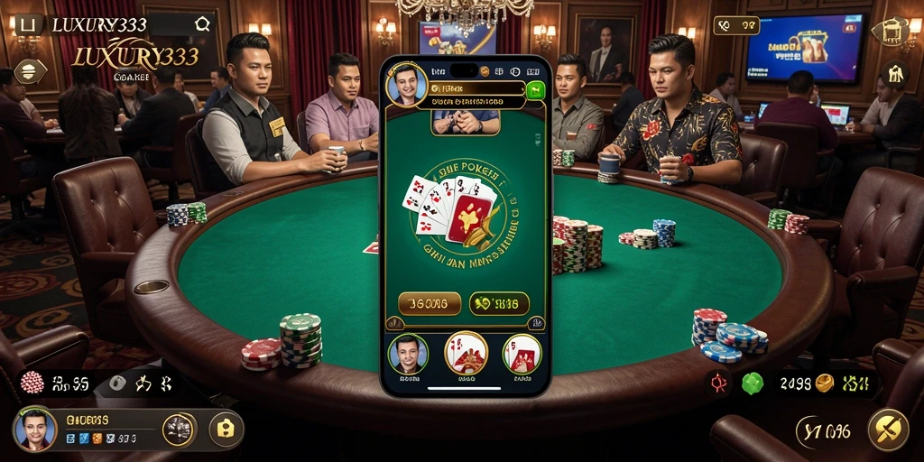 Tampilan utama LUXURY333 dengan gameplay Poker yang seru dan mendebarkan.