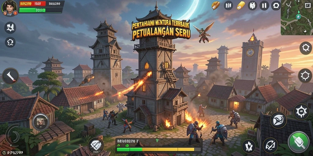 Screenshot menunjukkan aksi seru dalam permainan Tower Defense RP62RP.