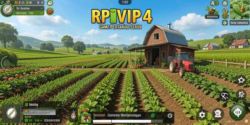 Screenshot gameplay RPVIP4 yang menunjukkan aktivitas bertani.