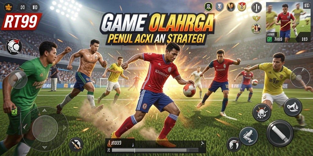 Screenshot gameplay RT99 menunjukkan aksi olahraga yang seru dan menarik.