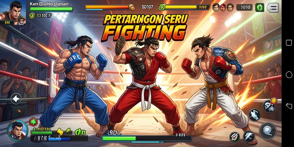 Tampilan gameplay seru SD107 dengan aksi Fighting intens.