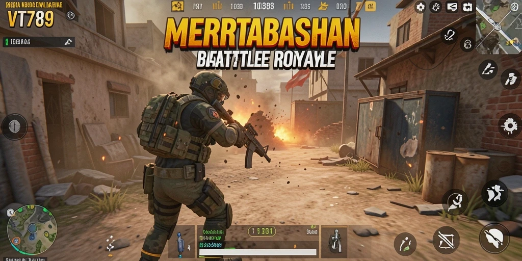 Screenshot gameplay VT789 menampilkan aksi seru dalam pertarungan Battle Royale.
