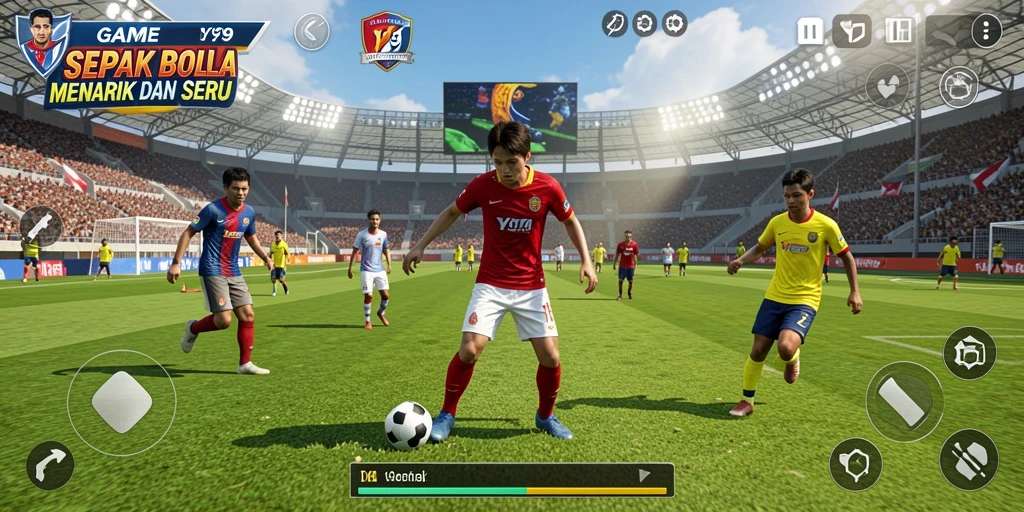 Tampilan gameplay menarik dari Y89 dengan aksi sepak bola seru.